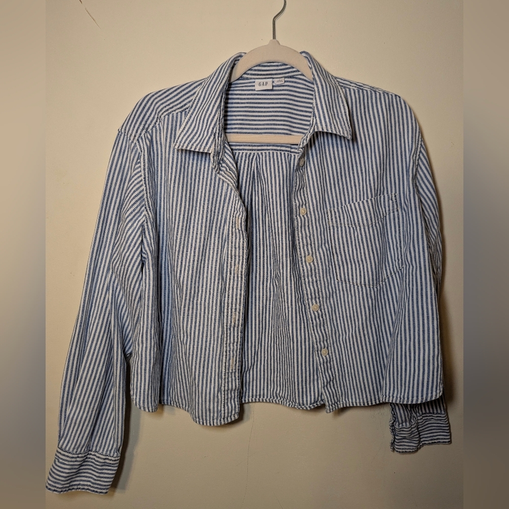 GAP Navy and White Striped Top